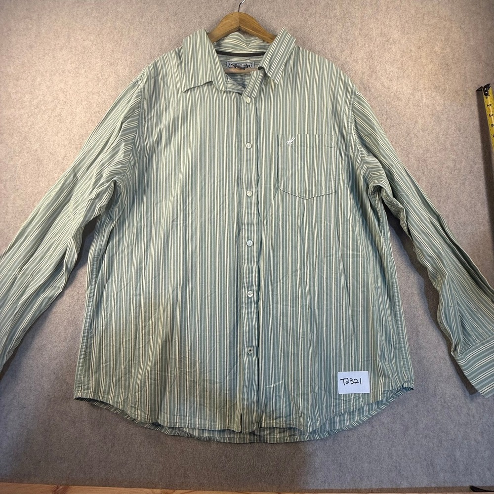Urban Up Pipeline Mens XL Green Striped Long Sleeve Button Down Cotton Shirt